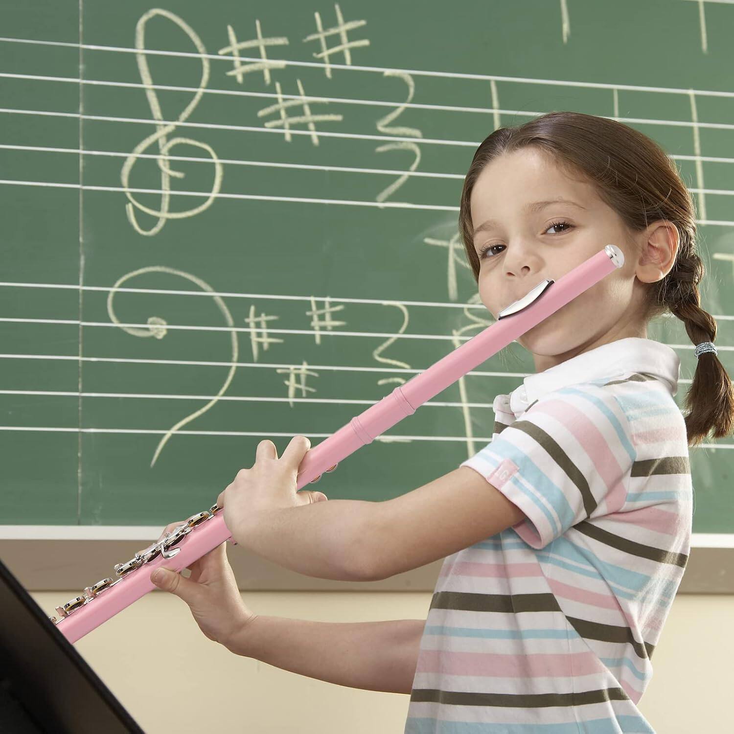 Left. Winado - C Closed Hole Flute 16 Keys, Nickel Flute For Students Student and Professionals with Carrying case.