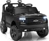 FIRST RIDE ON - 24V 2 Seater Ride on Car for Kids, Licensed Chevrolet Silverado Electric Car with Remote Control, Bluetooth, LED Lights - Black