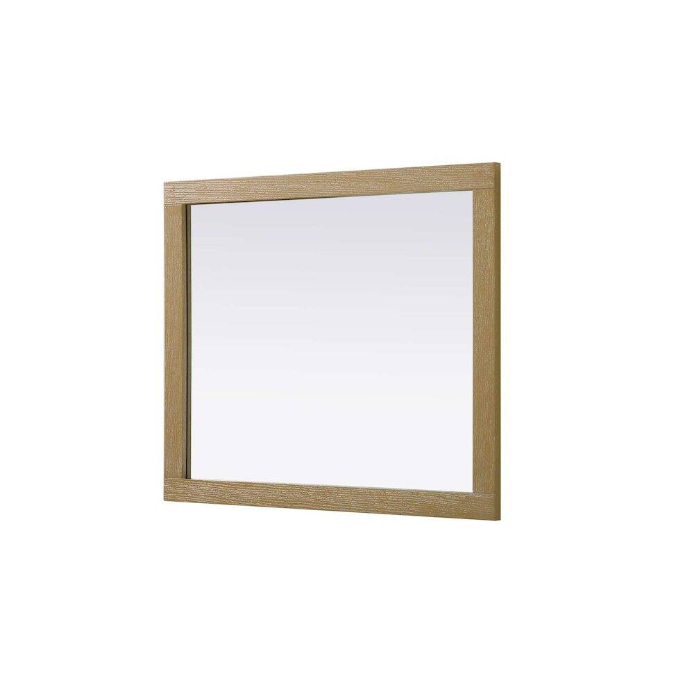 Back. Elegant Kitchen and Bath - Noah Wooden Rectangle Mirror 30 x 36 in Linen Oak - Linen Oak.
