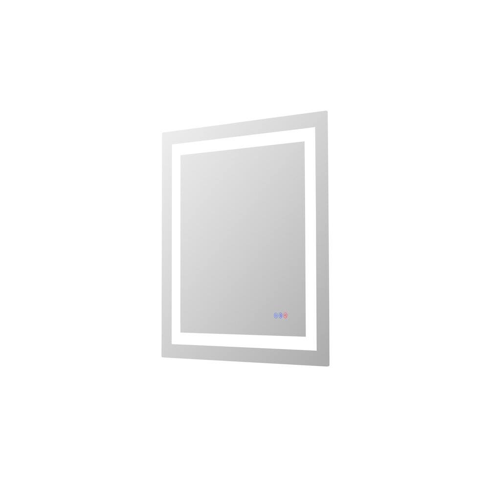 Left. Elegant Kitchen and Bath - Riven 30X27 Led Mirror, Adjustable Color 3000K/4200K/6400K - White.