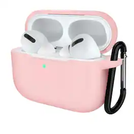 Stock Preferred - Silicone Protective Case Shockproof Cover for AirPods Pro with Keychain - Light Pink
