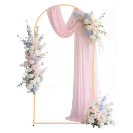 Front. VEVOR - Arch Backdrop Stand, 6.6 x 3.3 ft, Stable Structure, Easy Assembly, 1 Set Gold Metal Arch Backdrop Stand for Wedding - Gold.