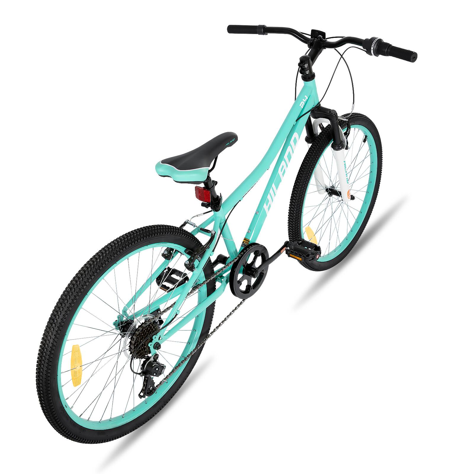 Alt View 6. HILAND - HILAND 24 Inch Mountain Bike for Boy Girl with Suspension Fork, 7-Speed Kids' MTB Bicycle, Green - Green.