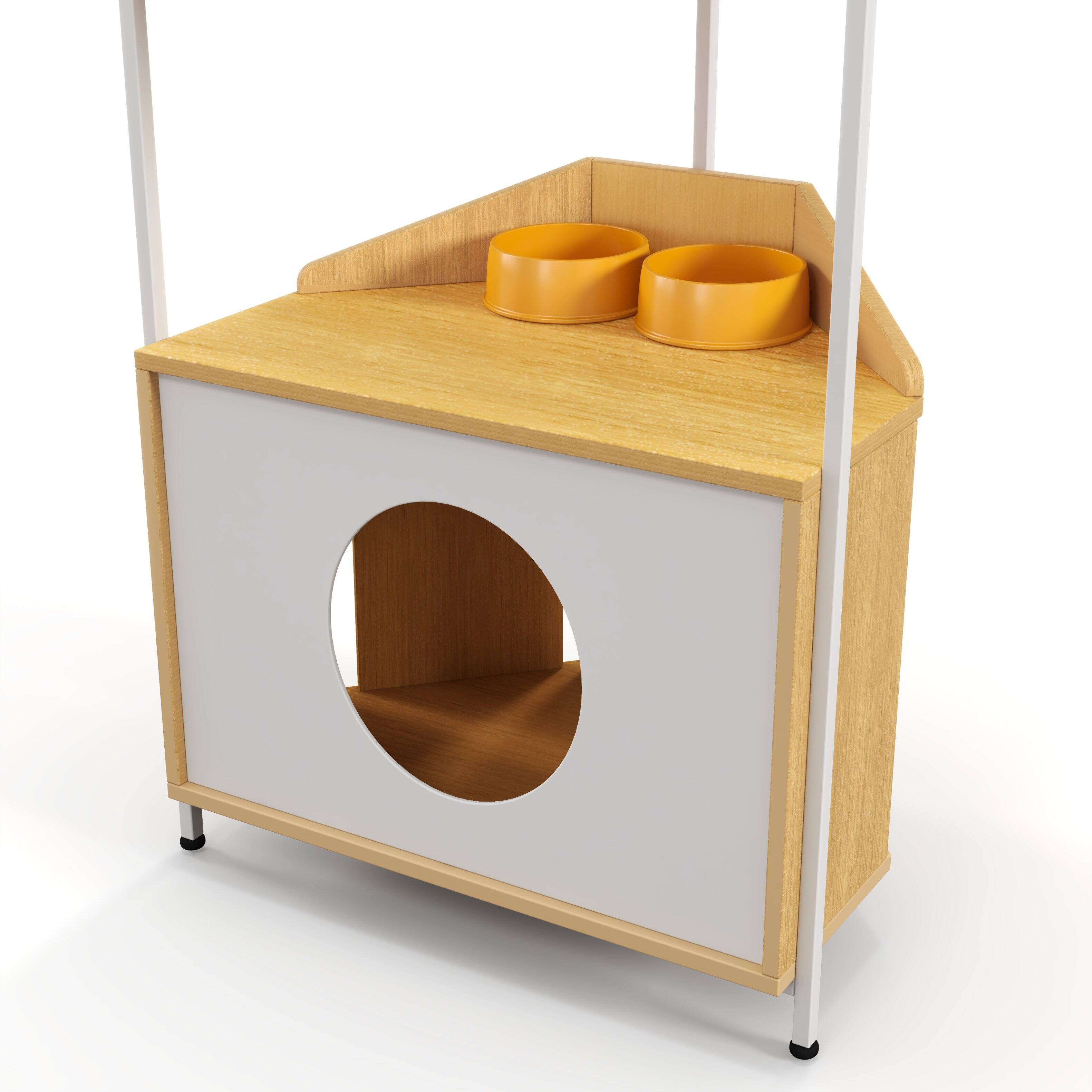 Alt View 4. Yardgrace - Corner Cat Tower with Scratching Post Cat Condo with Feeding Station and Climbing Platforms.