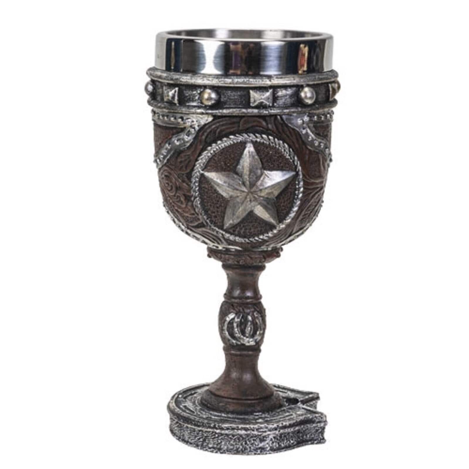 Pacific Trading - Western Star Wine Goblet Chalice Cup Resin Body Stainless Steel Cup 7 ounce - Multicolor