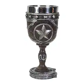 Pacific Trading - Western Star Wine Goblet Chalice Cup Resin Body Stainless Steel Cup 7 ounce - Multicolor