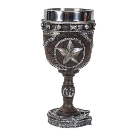 Front. Pacific Trading - Western Star Wine Goblet Chalice Cup Resin Body Stainless Steel Cup 7 ounce - Multicolor.