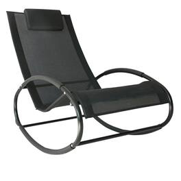 Outsunny - Pool Lounger, Outdoor Rocking Lounge Chair for Sunbathing, Pool, Beach, Porch with Pillow and Cool Mesh - Black