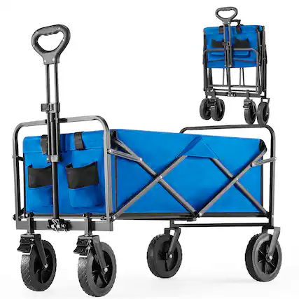 Front. Bestier - CollapsibleWagon Cart ,330 lbs Quantity Portable Utility Wagon with Adjustable Handbar for Camping,Shopping,Outdoor - Blue.