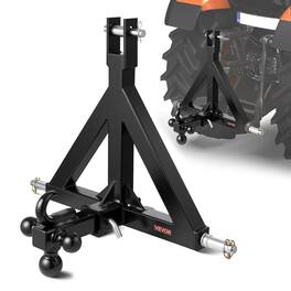 VEVOR - 3 Point Trailer Hitch 2 in Receiver, 3pt Quick Hitch Attachment with 3 Trailer Balls, Tractor Tow Drawbar Adapter - Black