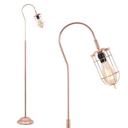 Oumilen - 62.2" Industrial Copper Floor Lamp with Adjustable Gooseneck & Cage Shade