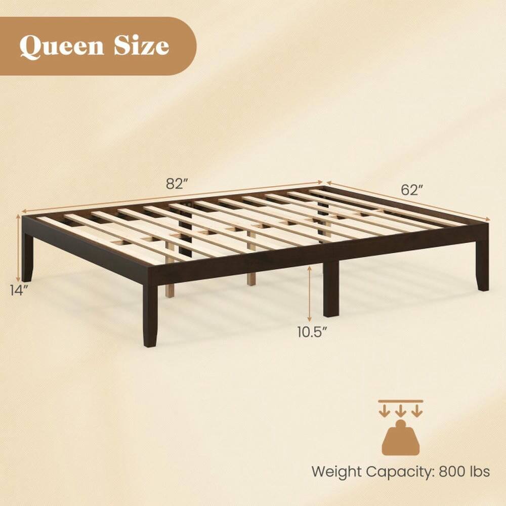 Queen Size  
82" x 62" x 14" x 10.5"  
Weight Capacity: 800 lbs