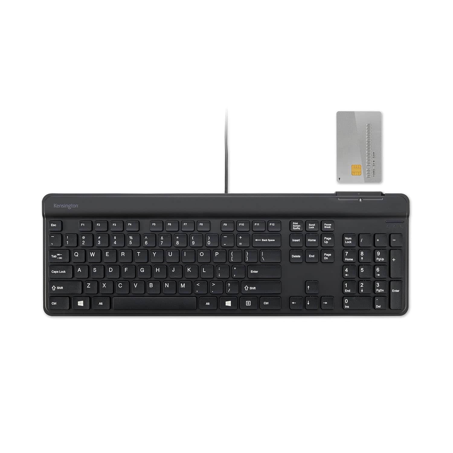 Kensington - KB201C Wired CAC Keyboard, TAA Compliant, Integrated Smart Card Reader, Full-Size USB, PC/Mac – K75454TAA - Black