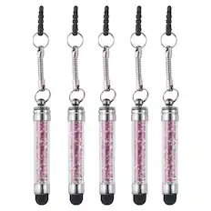 Front. Unique Bargains - 5pcs Stylus Pen for Touch Screens Mini Crystal Diamond Capacitive Pens for Universal All Touchscreen Devices - Purple.