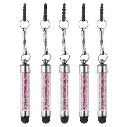 Front. Unique Bargains - 5pcs Stylus Pen for Touch Screens Mini Crystal Diamond Capacitive Pens for Universal All Touchscreen Devices - Purple.