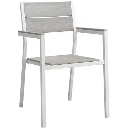 Front. Outdoor Escape - Outdoor Patio Armchair With Armrest And Stackable Design - Gray.