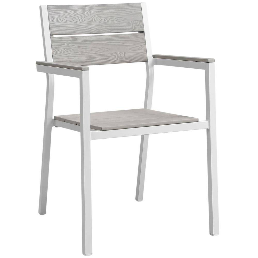 Front. Outdoor Escape - Outdoor Patio Armchair With Armrest And Stackable Design - Gray.