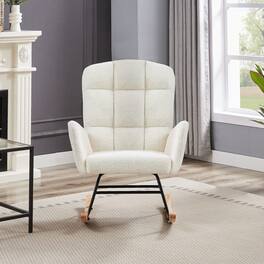 Loheer - Teddy Rocking Chair Nursery Accent Armchair - Cream White