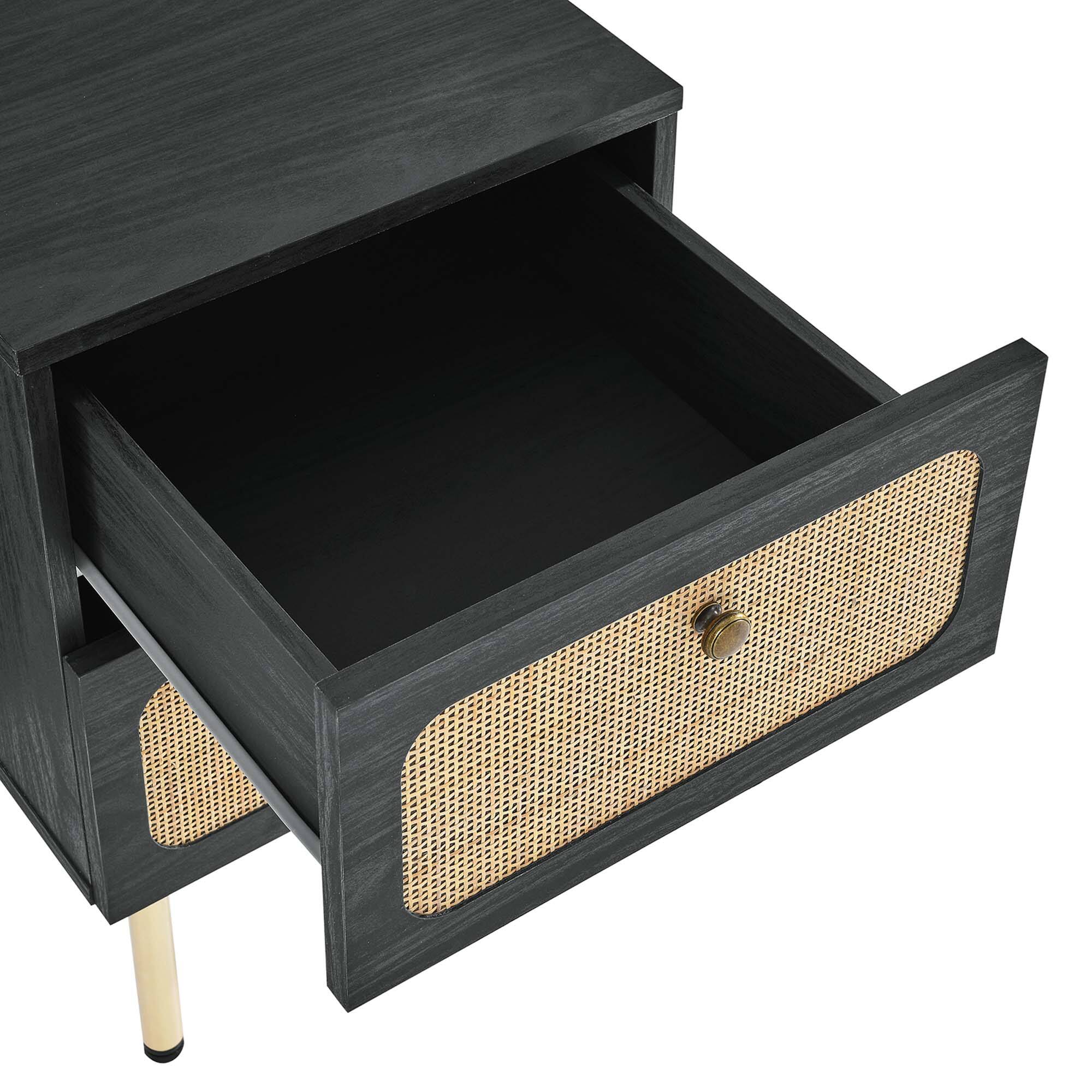 Alt View 3. Modway - Chaucer 2-Drawer Nightstand by Modway - Black.