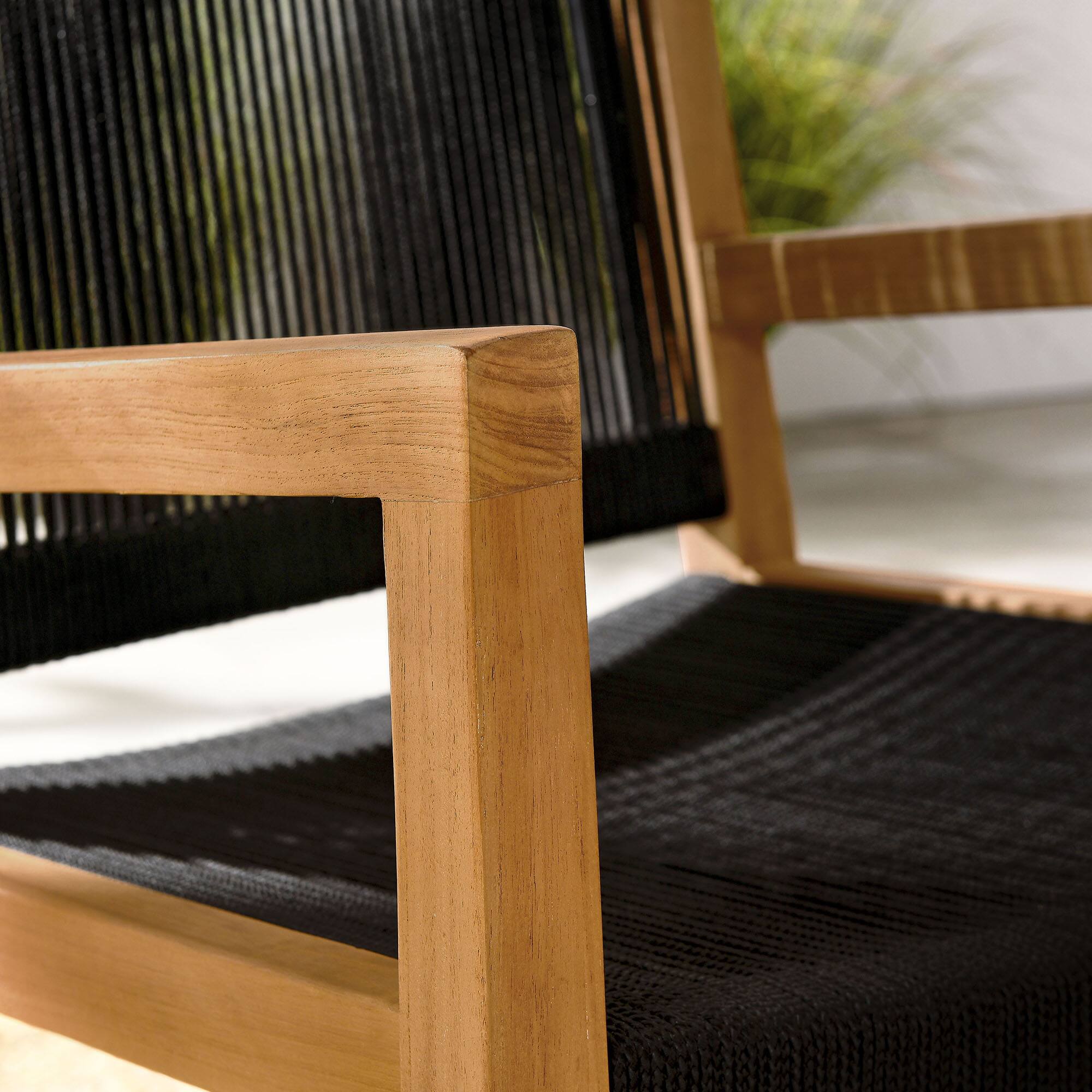 Alt View 1. Modway - Vienna Outdoor Patio Teak and Rope Dining Armchairs Set of 2 by Modway - Natural Black.