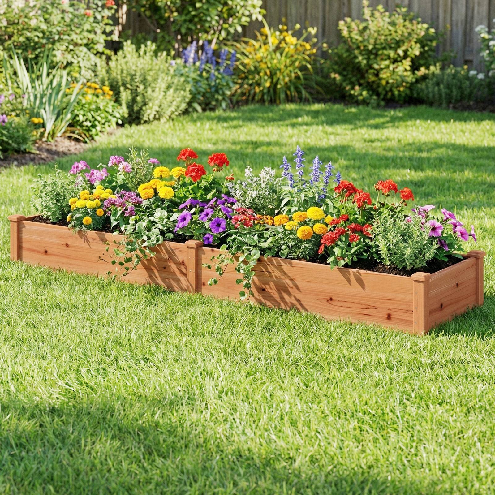 Alt View 1. Costway - Costway 1 PCS Wooden Raised Garden Bed Outdoor Wood Planter Box for Vegetables Flowers Fruit - Orange.