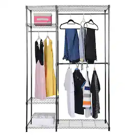 Costway - 48"x18"x71" Closet Organizer Garment Rack Portable Clothes Hanger Home Shelf - Black