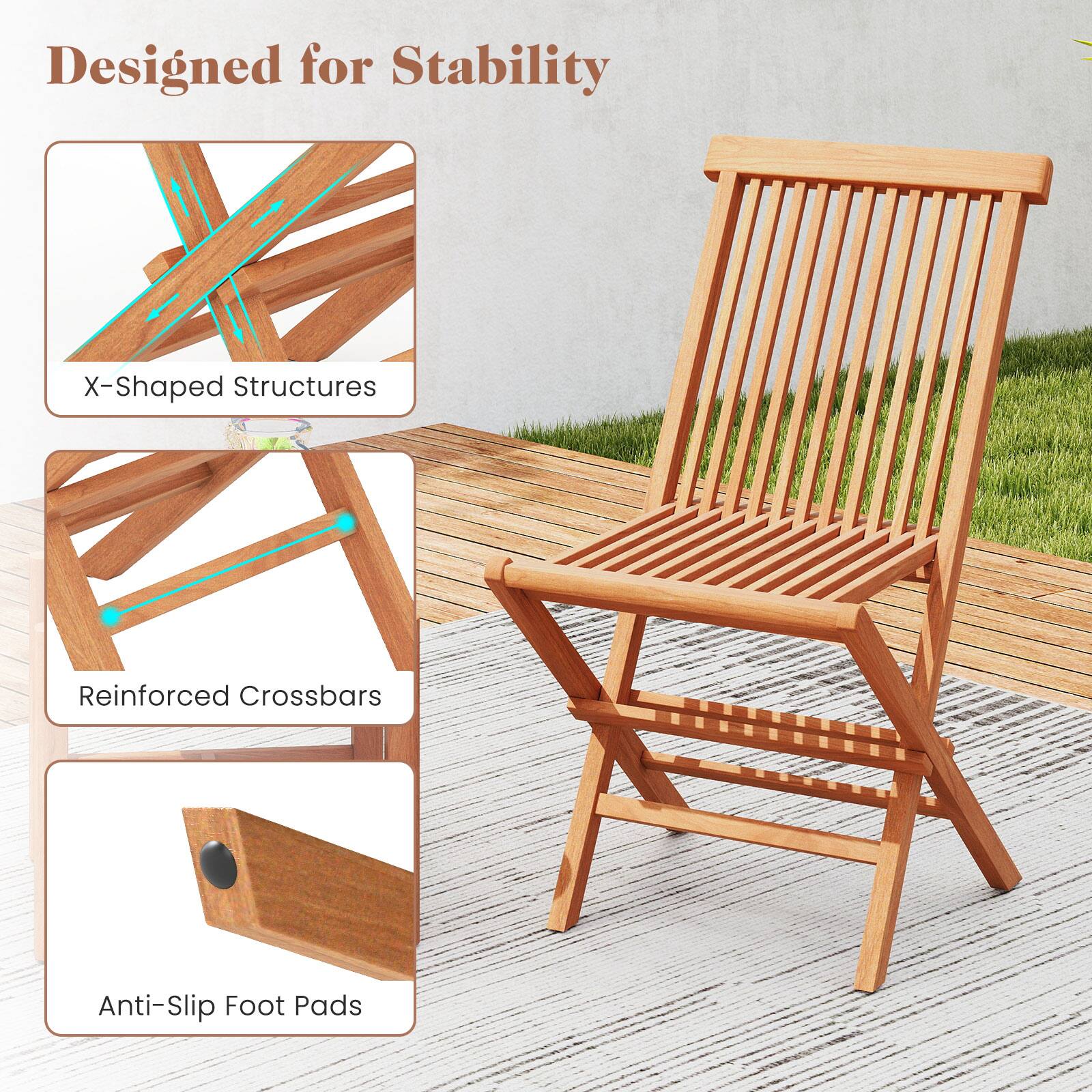 Designed for Stability

- X-Shaped Structures
- Reinforced Crossbars
- Anti-Slip Foot Pads