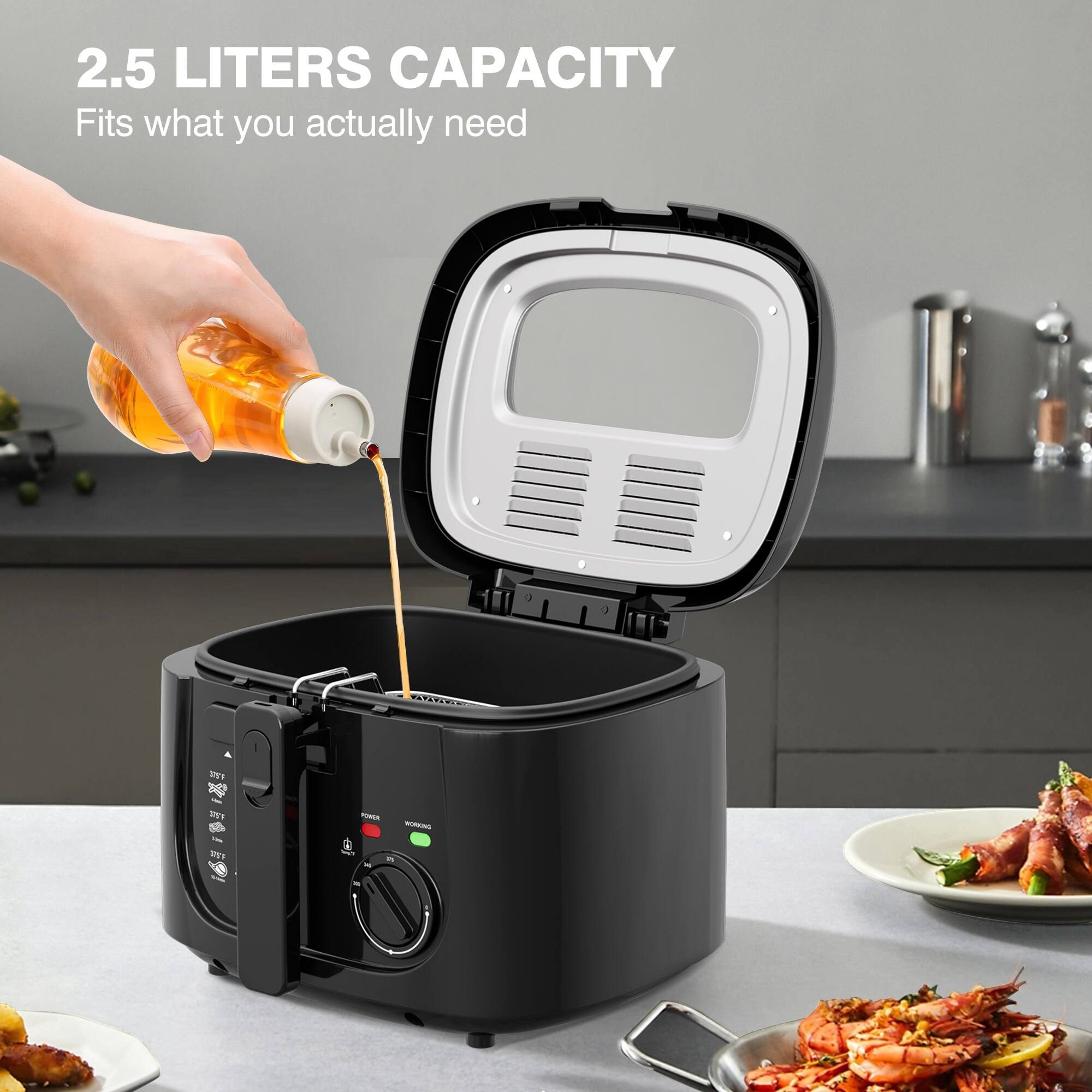 2.5 LITERS CAPACITY  
Fits what you actually need