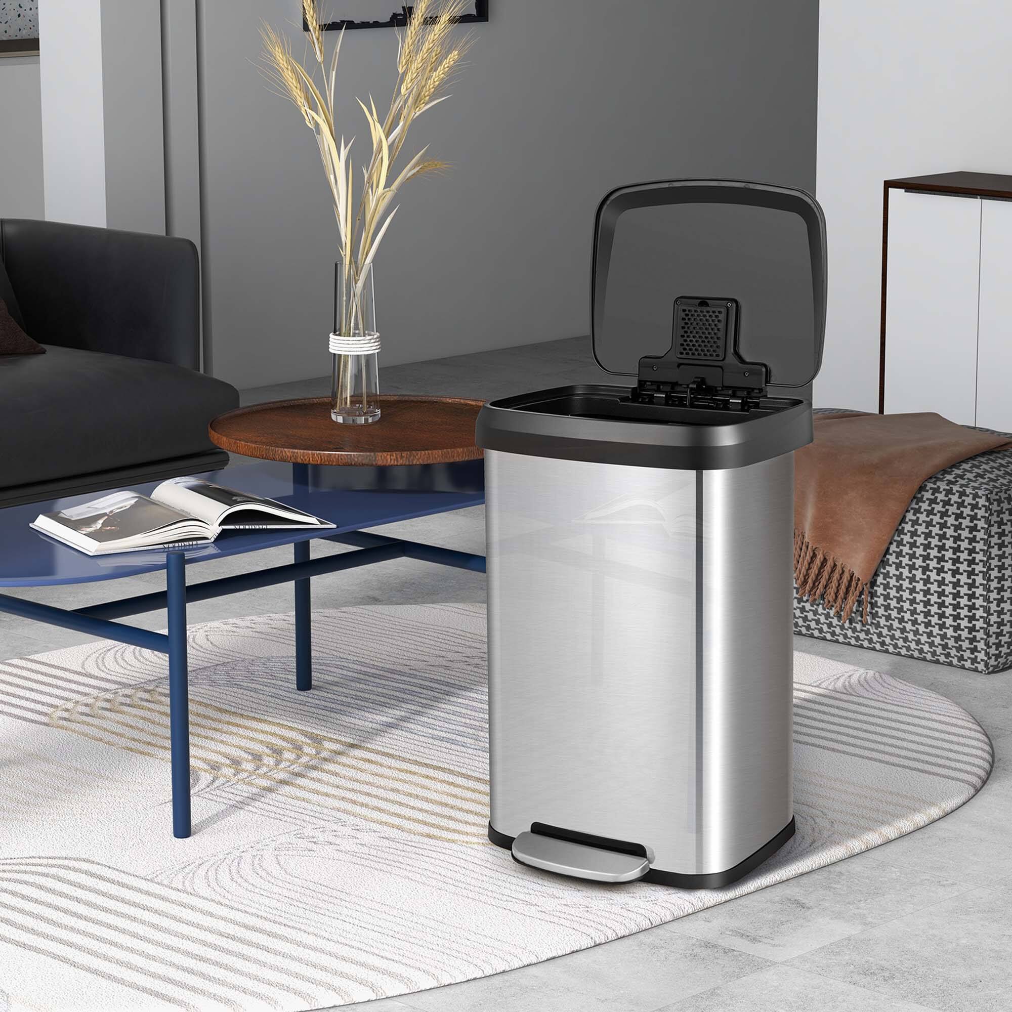 Alt View 1. Costway - Costway 13.2 Gallon Step Trash Can Stainless Steel Airtight Garbage Bin for Home Kitchen - Silver.