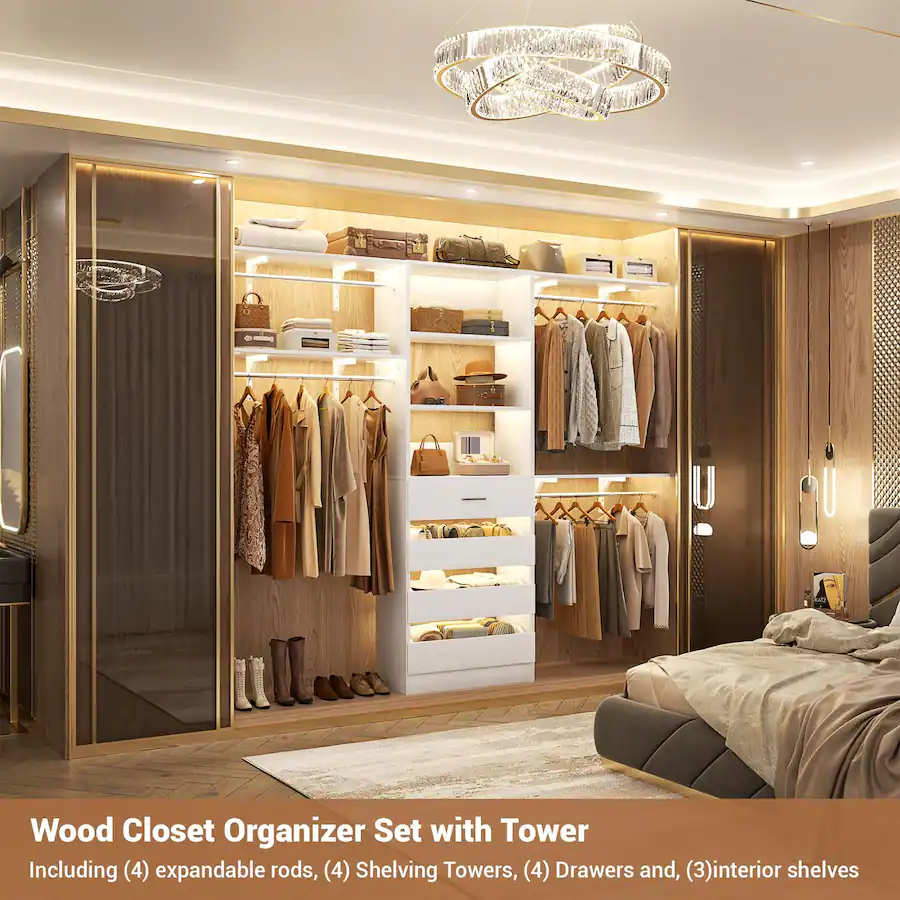 Aheaplus Heavy Duty 8FT Closet Organizer with 4 Drawers Customizable ...
