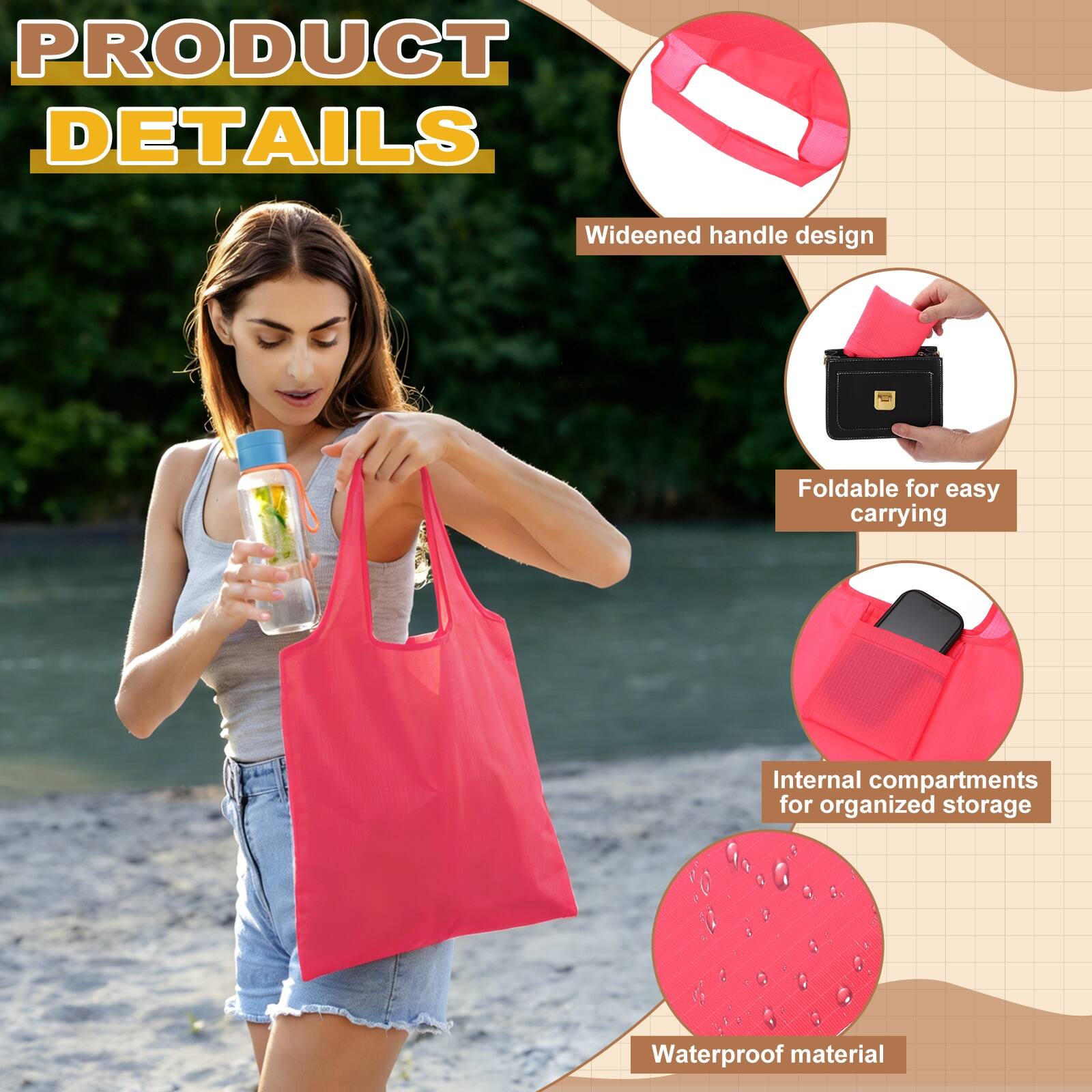 PRODUCT DETAILS

- Wideened handle design
- Foldable for easy carrying
- Internal compartments for organized storage
- Waterproof material