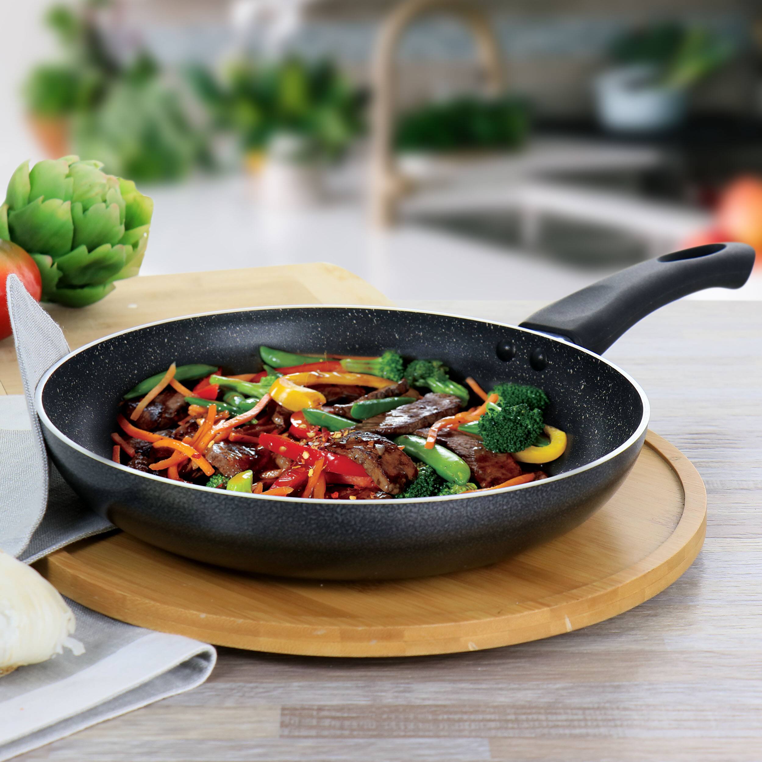 Alt View 5. Oster - Oster 10.2 in. Pallermo Nonstick Aluminum Frying Pan in Graphite Grey - Graphite.