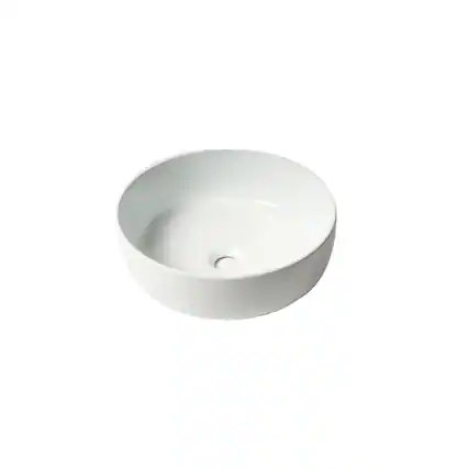Front. Alfi - White 15" Round Above Mount Ceramic Sink - White.