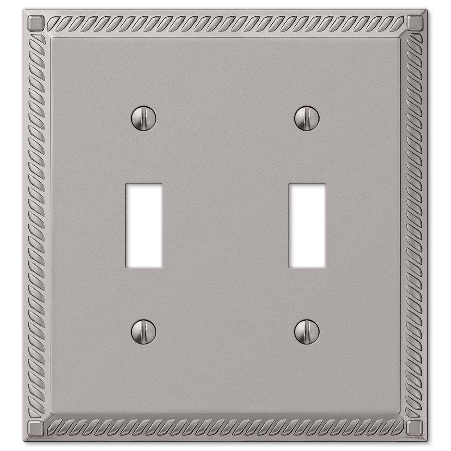 Angle. AMERELLE - Amerelle Georgian Satin Nickel 2 gang Die-Cast Metal Toggle Wall Plate 1 pk - Nickel.