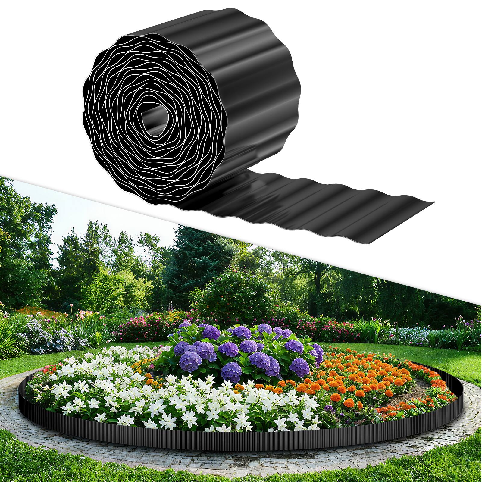 Alt View 1. Oumilen - Black Galvanized Metal Garden Edging, 6in × 50ft.