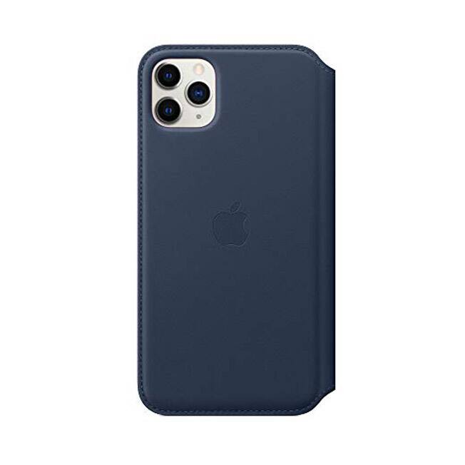 Alt View 1. Apple - Apple iPhone 11 Pro Max Leather Folio - Deep Sea Blue, Slim Fit, Wireless Charging Compatible - Deep Sea Blue.