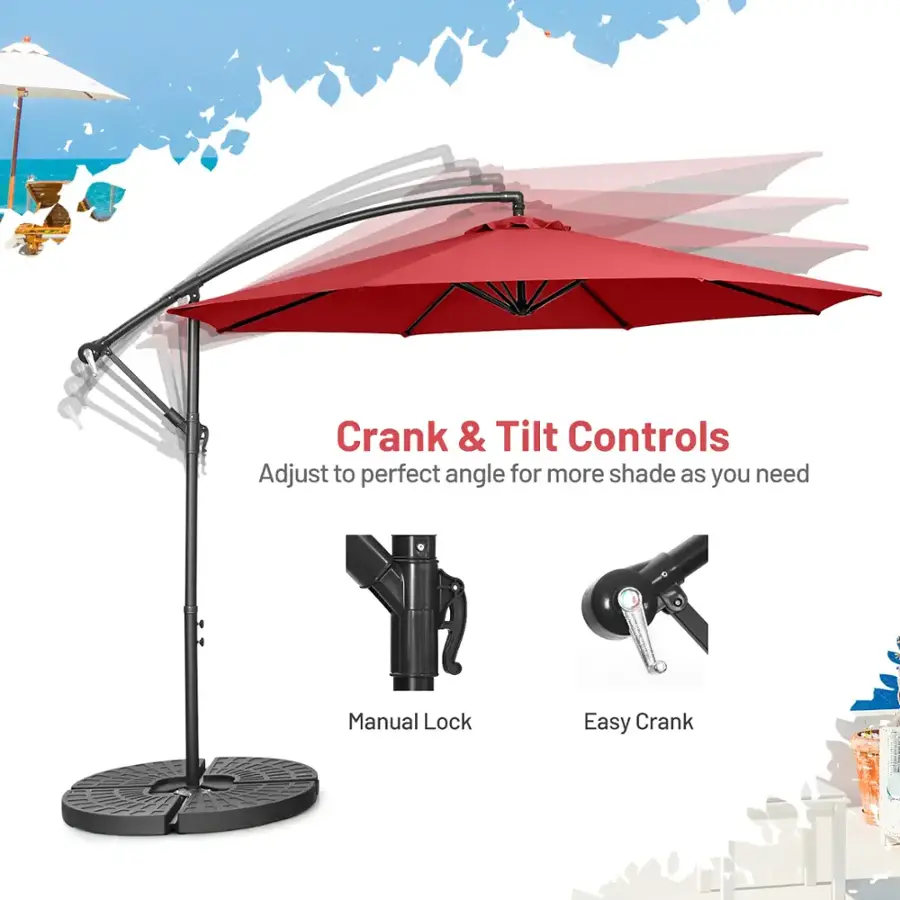 "Crank & Tilt Controls: Adjust to perfect angle for more shade as you need. Manual Lock. Easy Crank."