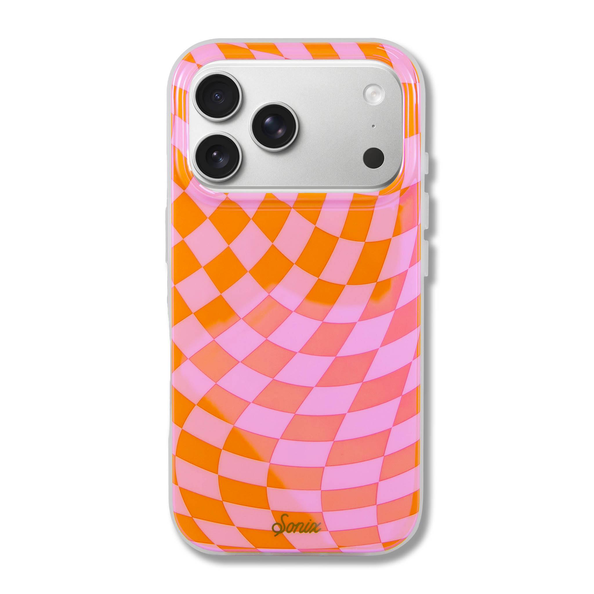 Front. Sonix - iPhone 17 Pro Case Checkmate Pink & Orange - Pink.