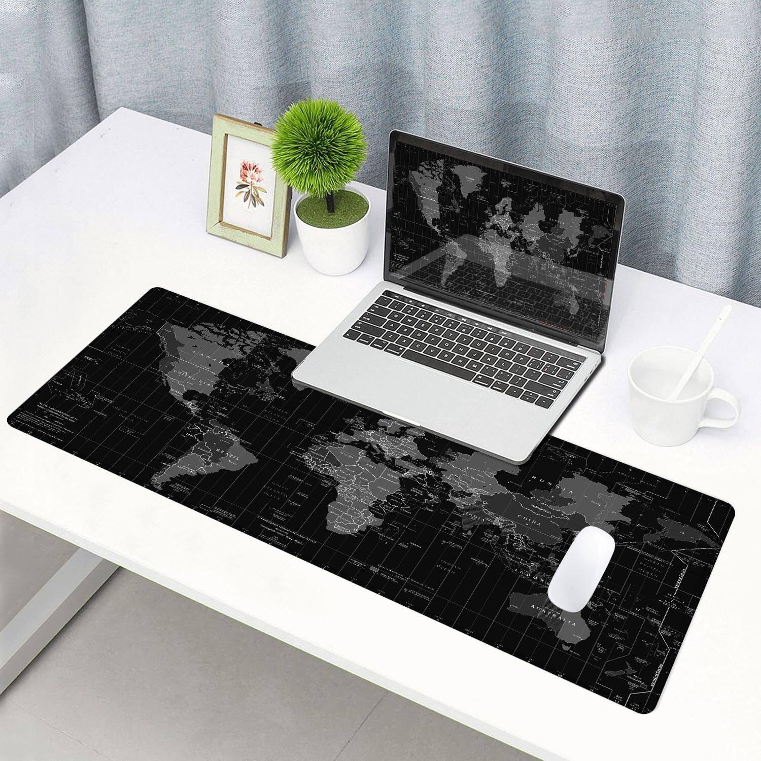 Alt View 3. Cozy Serene - Large Gaming Mouse Pad With Stitched Edges Desk Mat Extended Non-slip Rubber Base For Laptop Office Home 31 5x11 8 Inch - 13 Misty Forest.