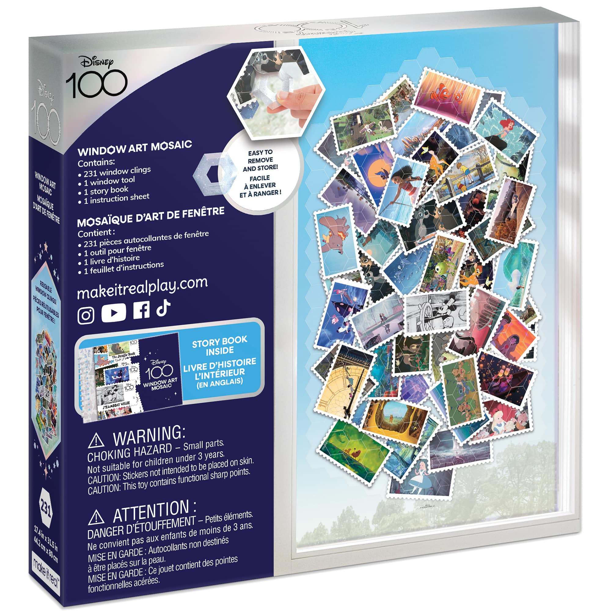 Make It Real Disney 100: Window Art Mosaic Crafit Kit, 234 Pieces 