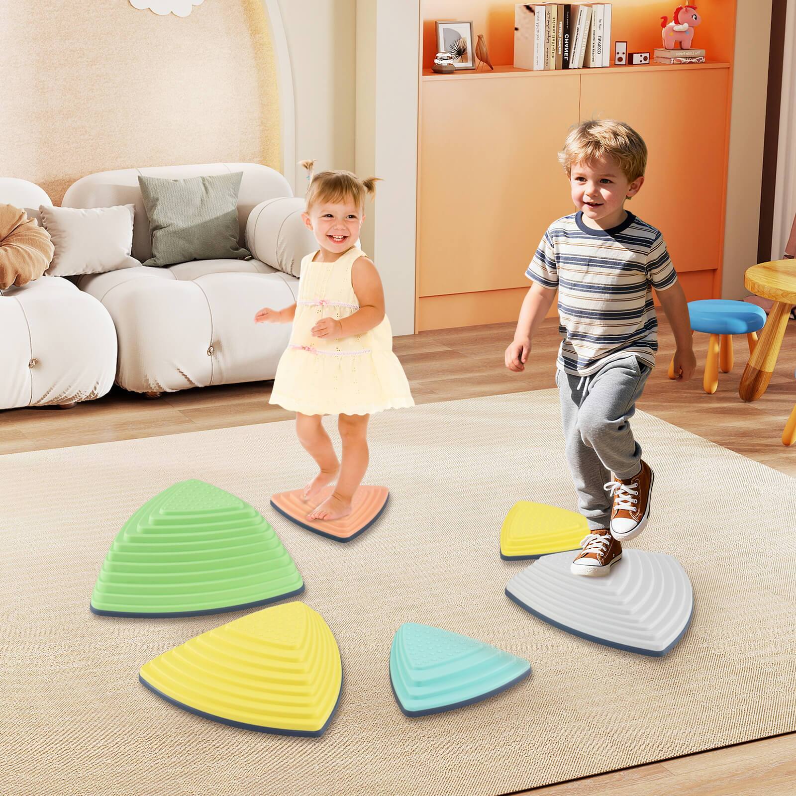 Alt View 1. Costway - Costway Set of 6 Non-Slip Balance Stones with Storage Bag for Motor Skills, Strength - Multicolor.