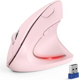 TECKNET - Ergonomic Mouse, 4800 DPI Wireless Bluetooth Vertical, 3-Device - Wireless - Pink