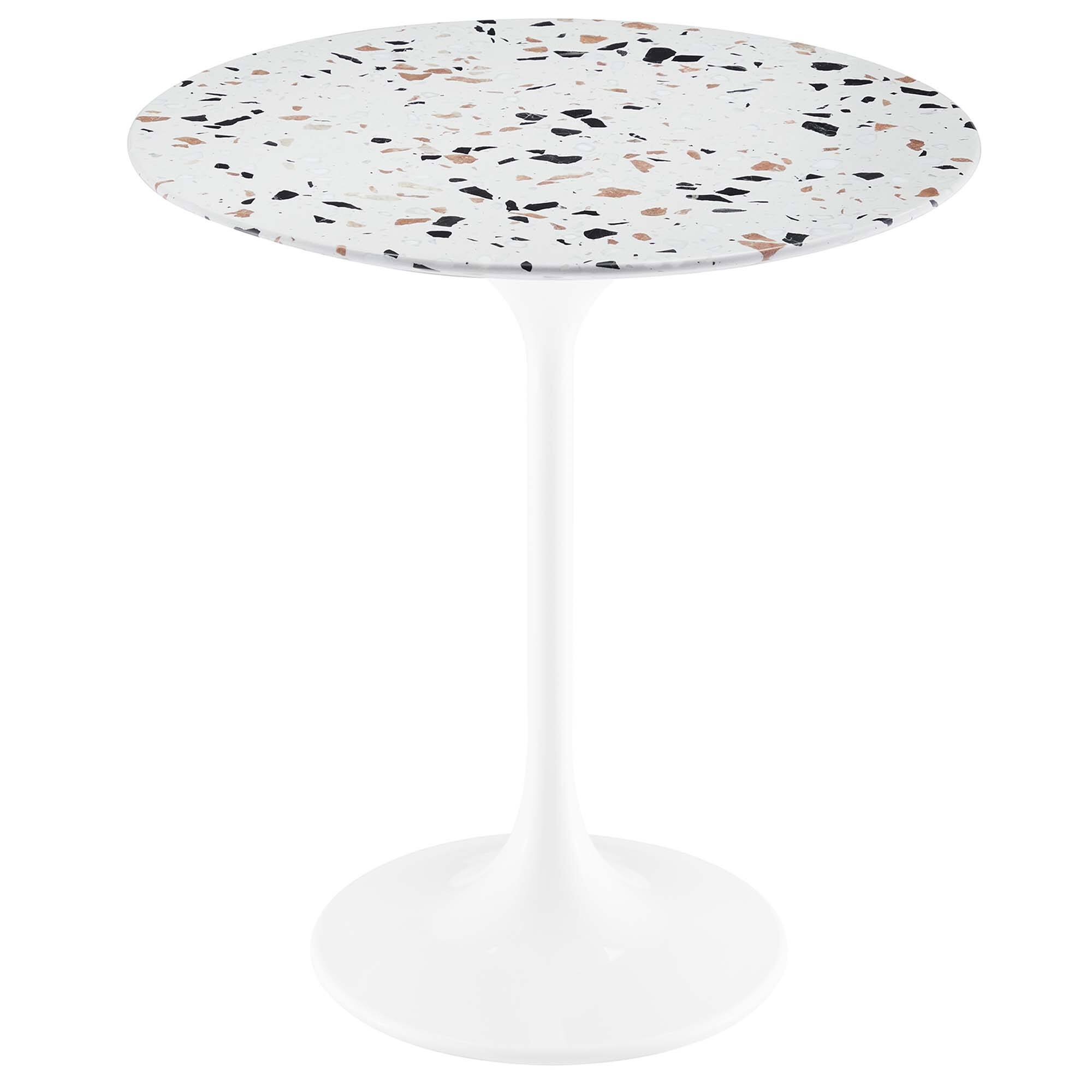 Angle. Modway - Lippa Round Terrazzo Side Table - White Terrazzo.