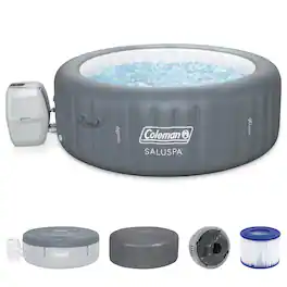 Coleman - Palm Springs 6 Person EnergySense Smart AirJet Plus Inflatable Hot Tub - Gray