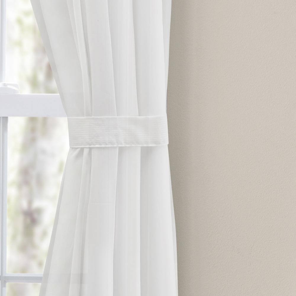 Left. Ellis Curtain - Ellis Curtain Cotton Voile 1.5" Rod Packet Tailored Curtain Panel Pair for Windows 80" x 72" White - White.