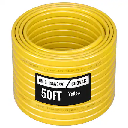 GO00 NINGBO LTD co. LINSHENG ELECTRIC NM-B 14AWG/2C 600VAC Yellow c 250654 50FT HINGRO I NM-B 6000 14AWG2. 2C 08mm2