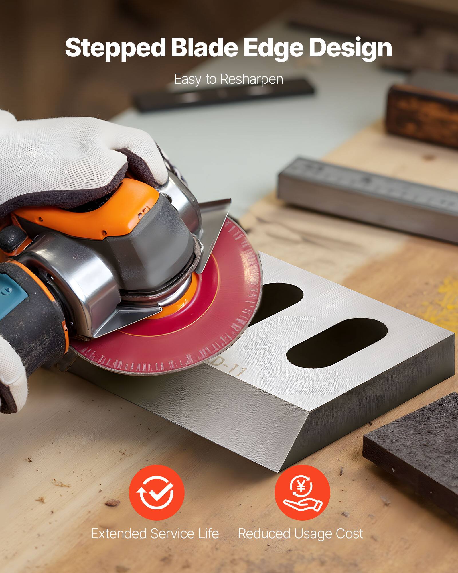 Stepped Blade Edge Design  
Easy to Resharpen  

Extended Service Life  
Reduced Usage Cost