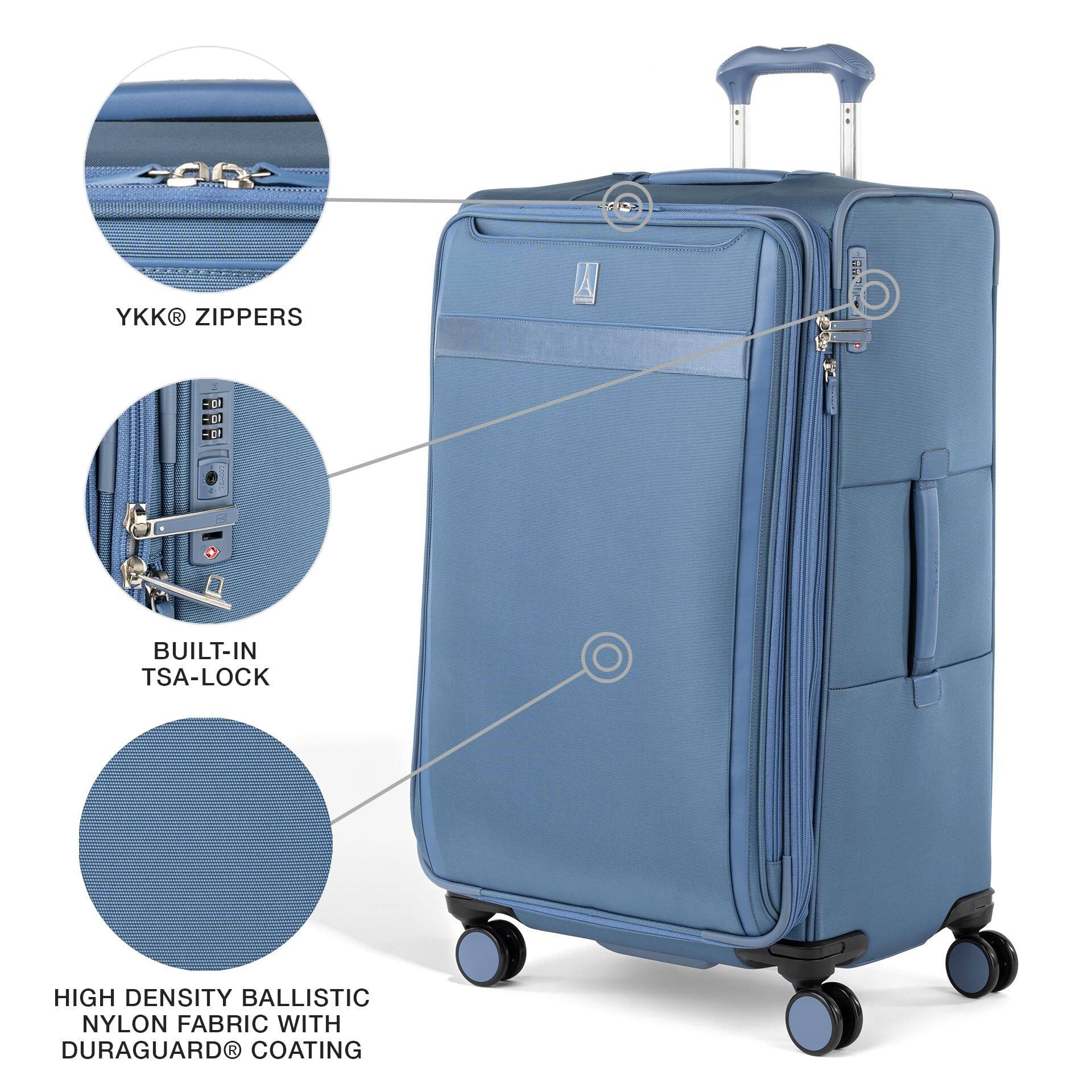 YKK® ZIPPERS  
BUILT-IN TSA-LOCK  
HIGH DENSITY BALLISTIC NYLON FABRIC WITH DURAGUARD® COATING