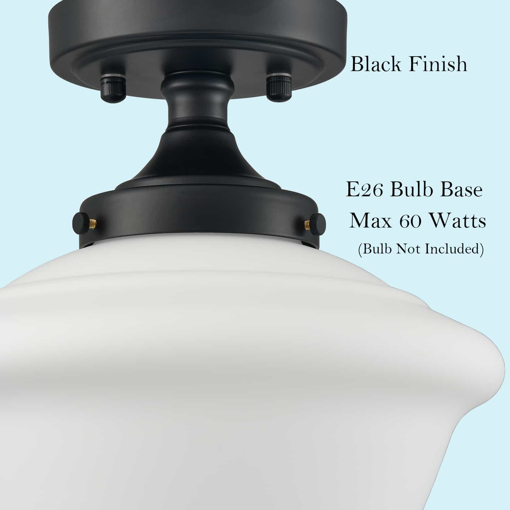 Black Finish  
E26 Bulb Base  
Max 60 Watts  
(Bulb Not Included)