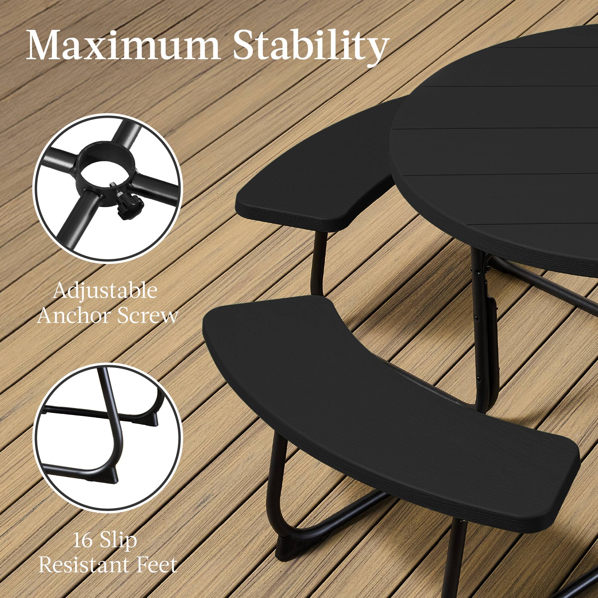 Maximum Stability

Adjustable Anchor Screw

16 Slip Resistant Feet